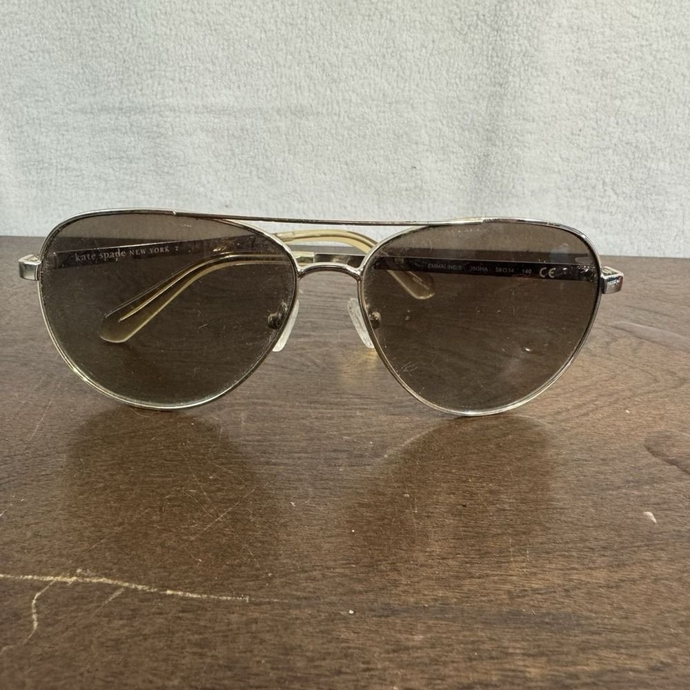 kate spade new york Emmaline/S J5GHA Gold Aviator Sunglasses Brown Lens #G11